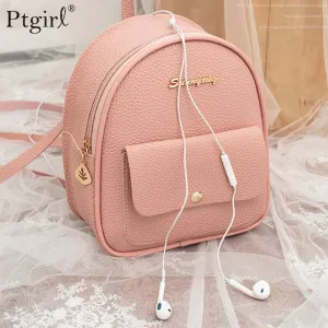 2019 Mini Backpack Women Korean Style PU Leather Shoulder Bag For Teenage Girls Multi-Function Small Bagpack Female Phone Pouch