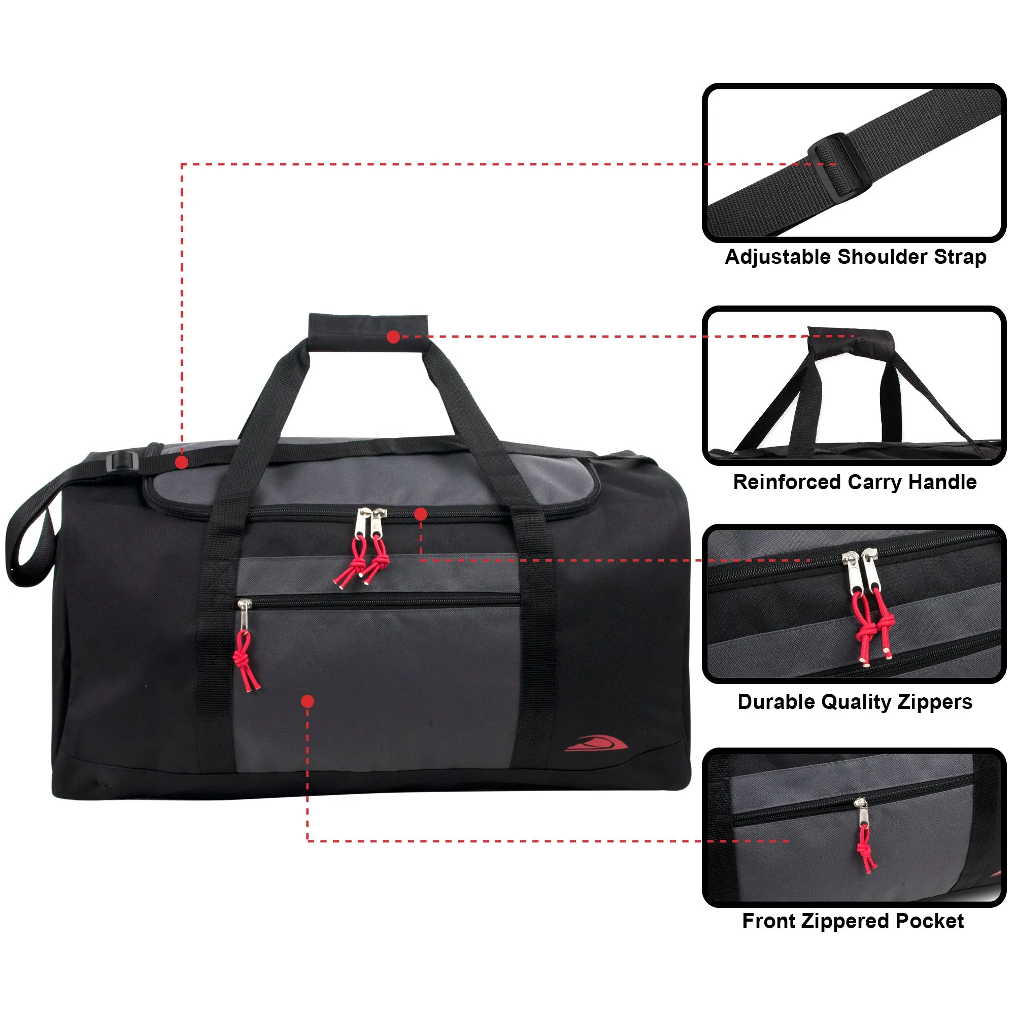 24 Inch Wide Pocket Duffle Bags