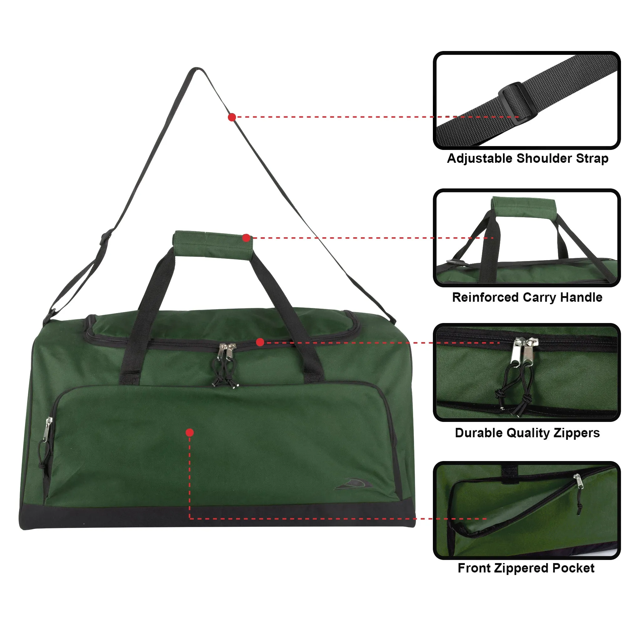 24 Inch Wide Pocket Duffle Bags