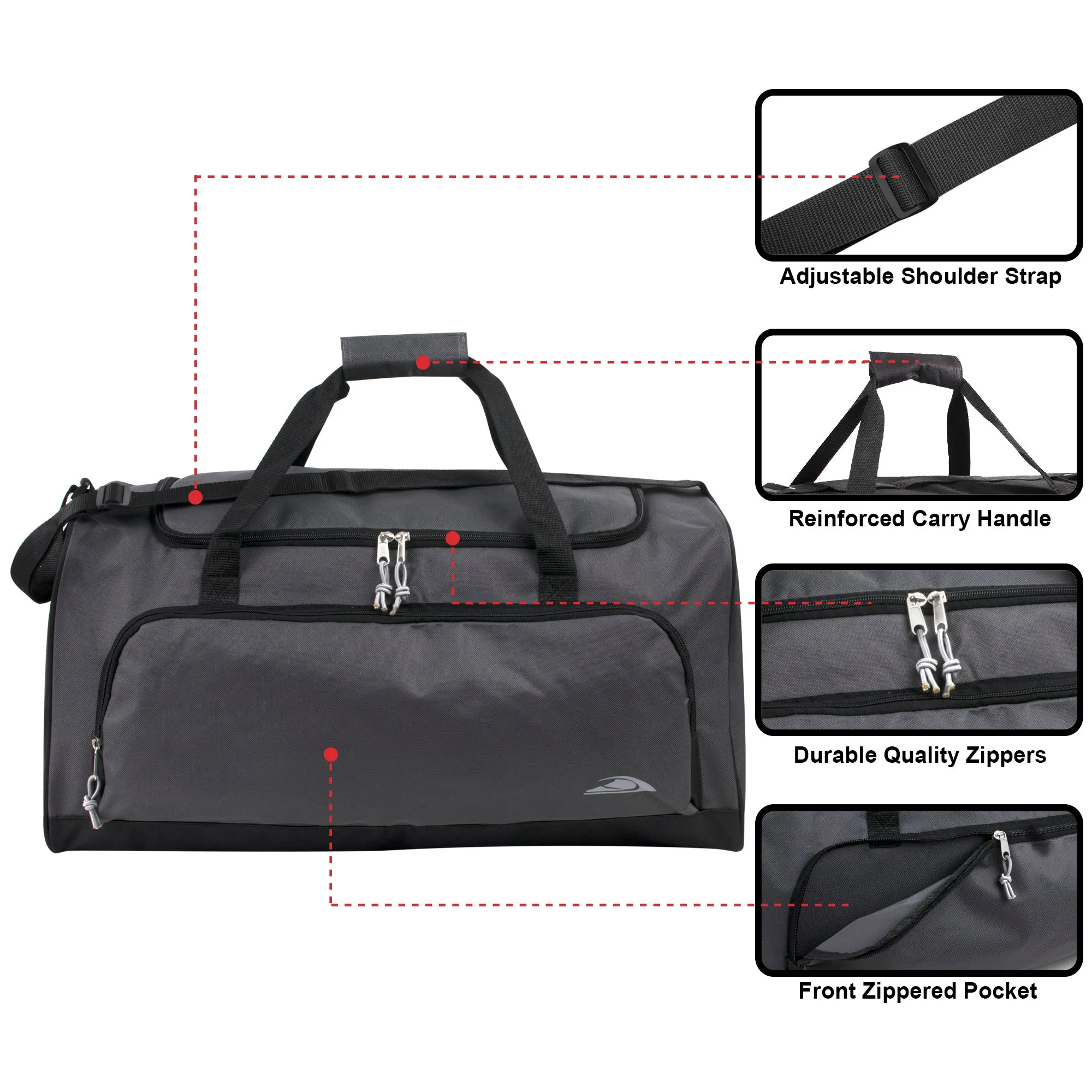 24 Inch Wide Pocket Duffle Bags
