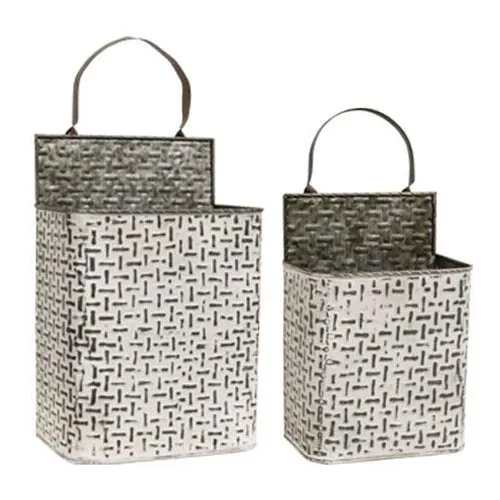 2/set, Shabby Chic Rectangle Basketweave Buckets