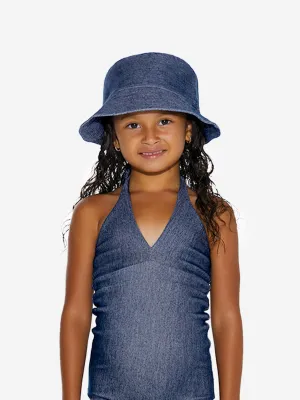 AY by AYLA Girls Denim Look Bucket Hat in Blue