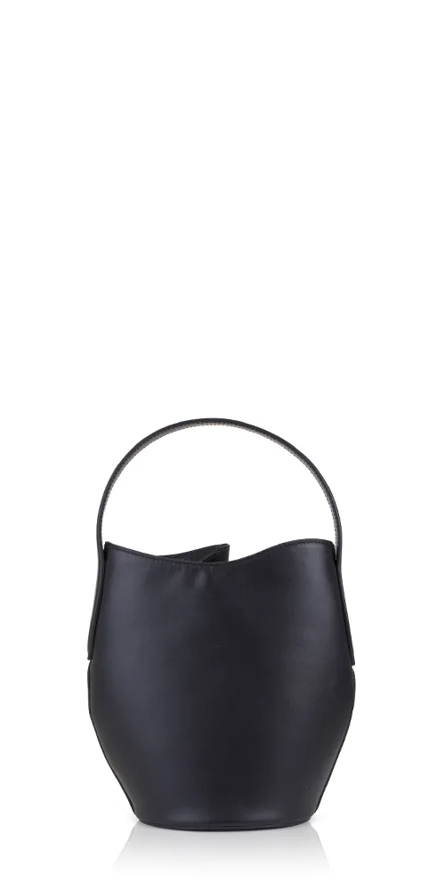 Belted Bucket Bag Mini Black Leather