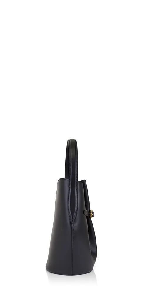 Belted Bucket Bag Mini Black Leather