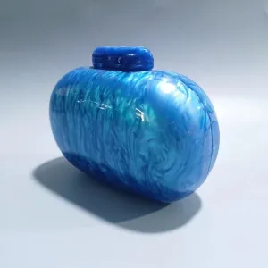 Blue Round Acrylic Evening Pearl Bag
