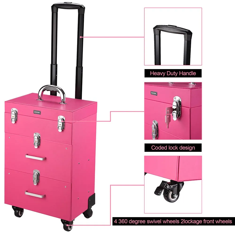 Byootique Pink PVC Rolling Nail Drill Makeup Cosmetic Artist Case
