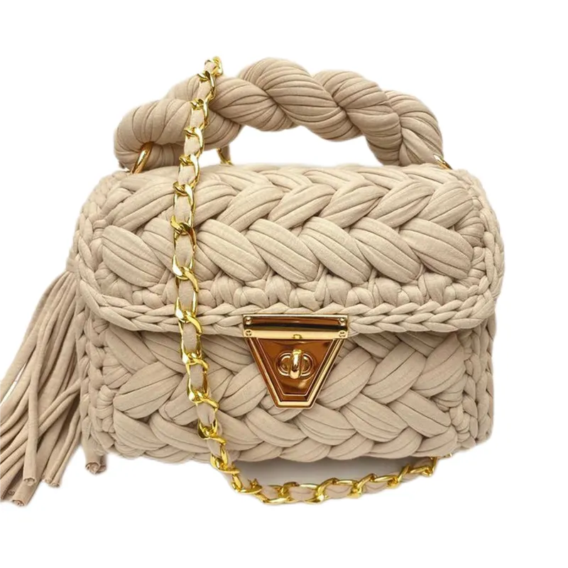 Colorful Woven Handmade Mini Handbags with Tassel