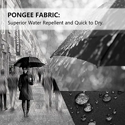 Compact Travel Umbrella, SHINE HAI Vented Windproof Double Canopy Folding Umbrella, Auto Open & Close for One-Handed Operation, Sturdy, Portable, Lightweight, Easy Carrying for Men and Ladies(Black)