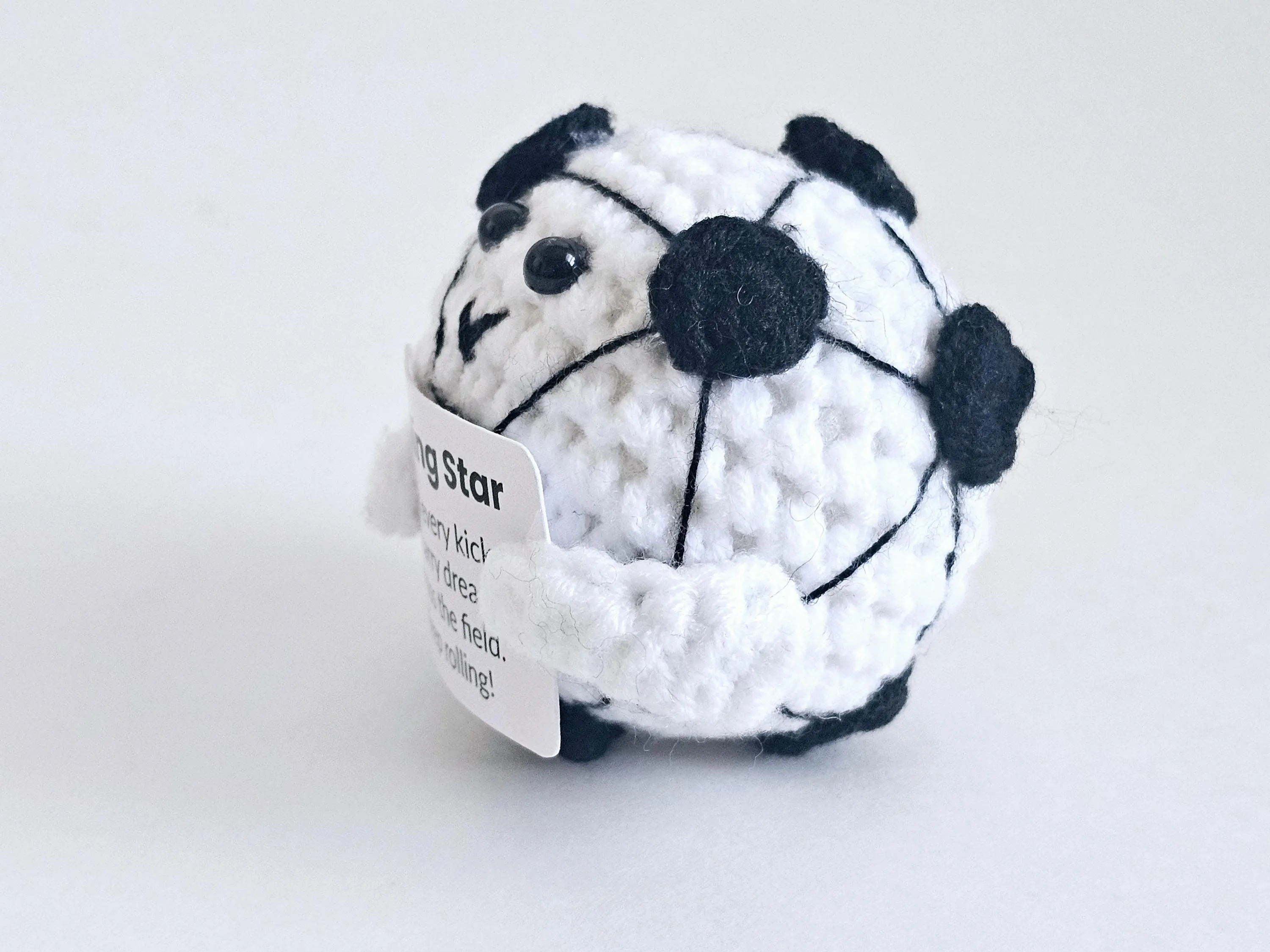 Crochet Soccer Ball Plush Motivational Amigurumi Sports Gift Soccer Teammate Gift Encouraging Football Decor Cute Soccer Ball Character