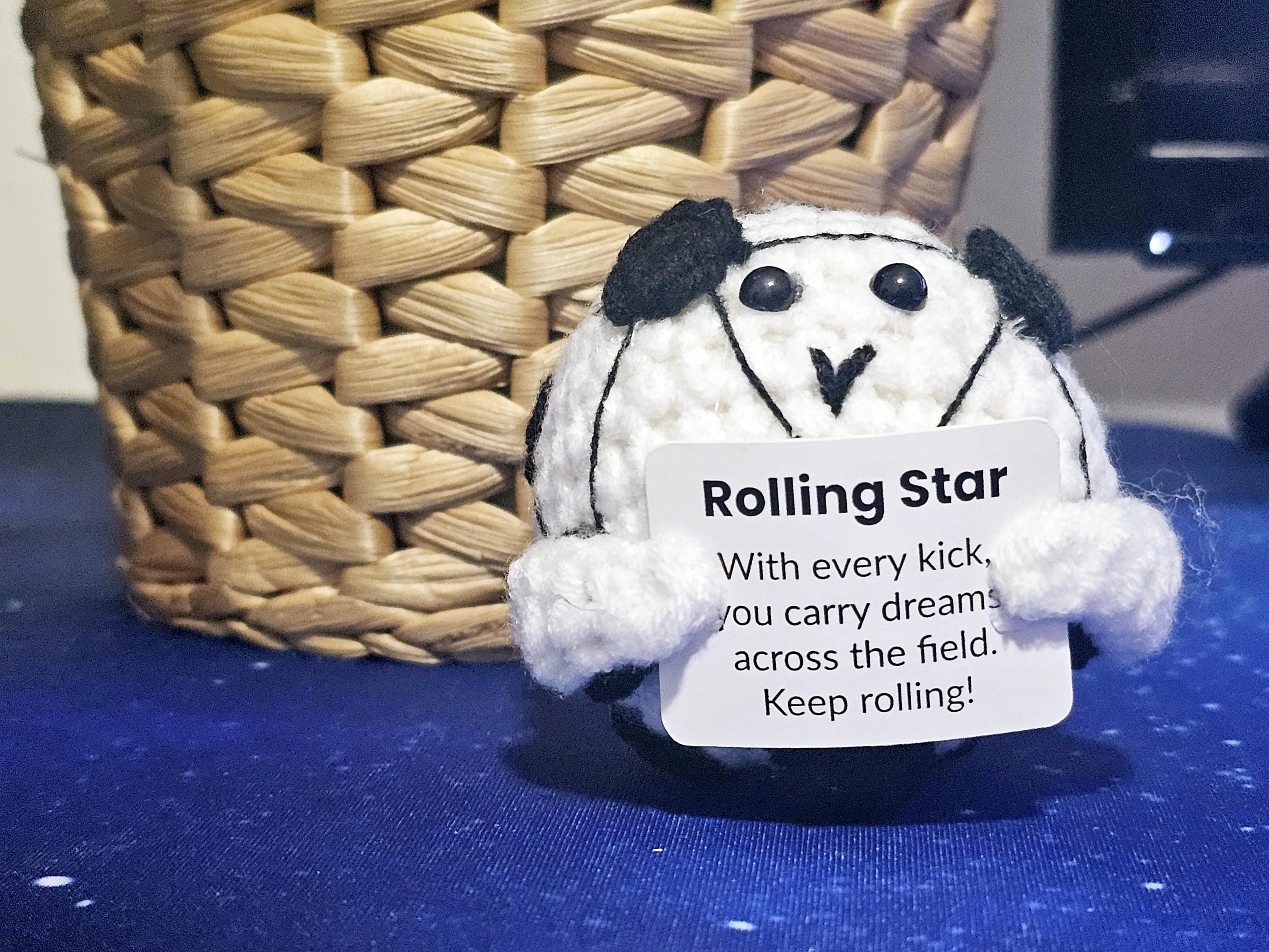 Crochet Soccer Ball Plush Motivational Amigurumi Sports Gift Soccer Teammate Gift Encouraging Football Decor Cute Soccer Ball Character
