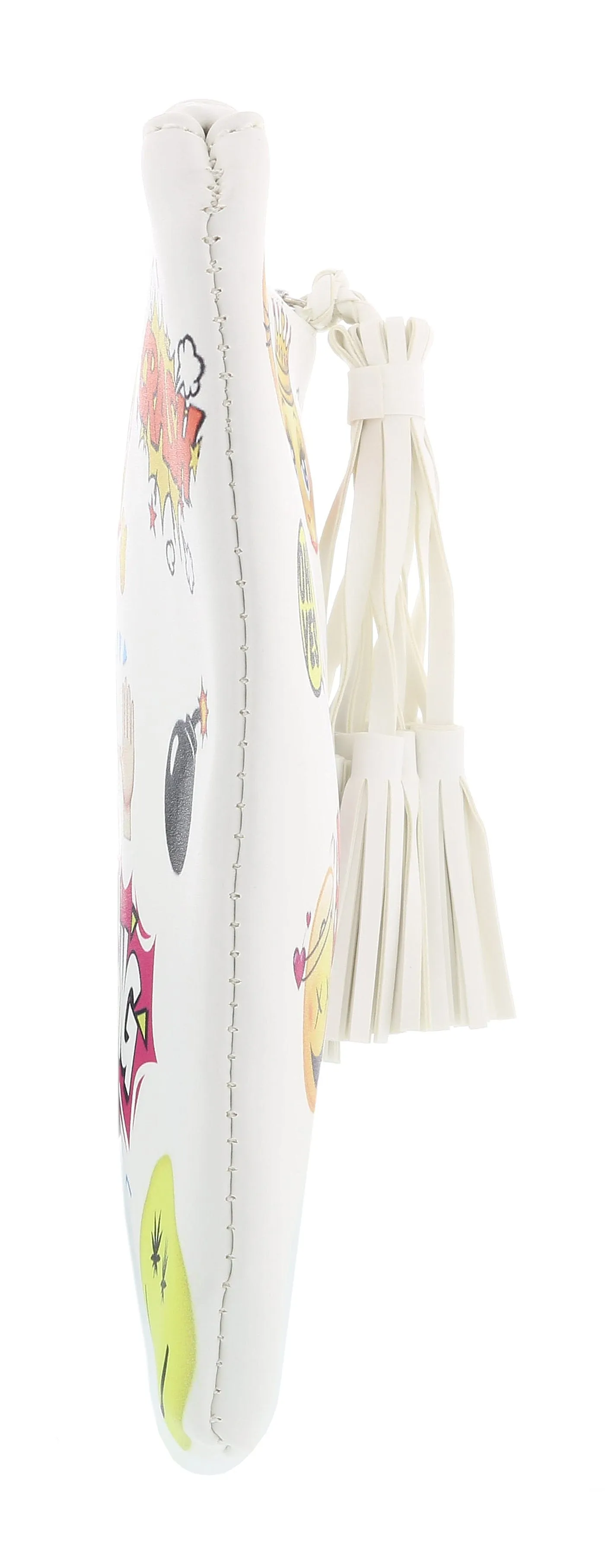 Daniela Fargion White Emogi Print Pop Art Pouch Clutch