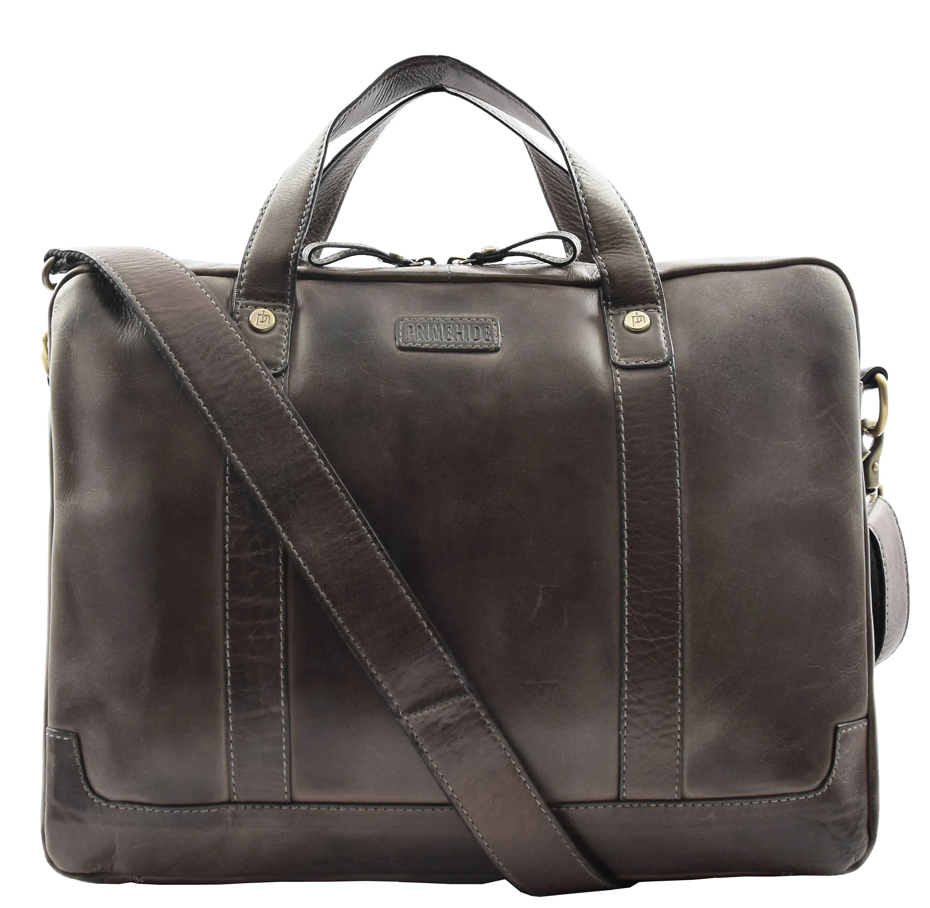 DR323 Real Soft Leather Satchel Vintage Black Briefcase Office Bag