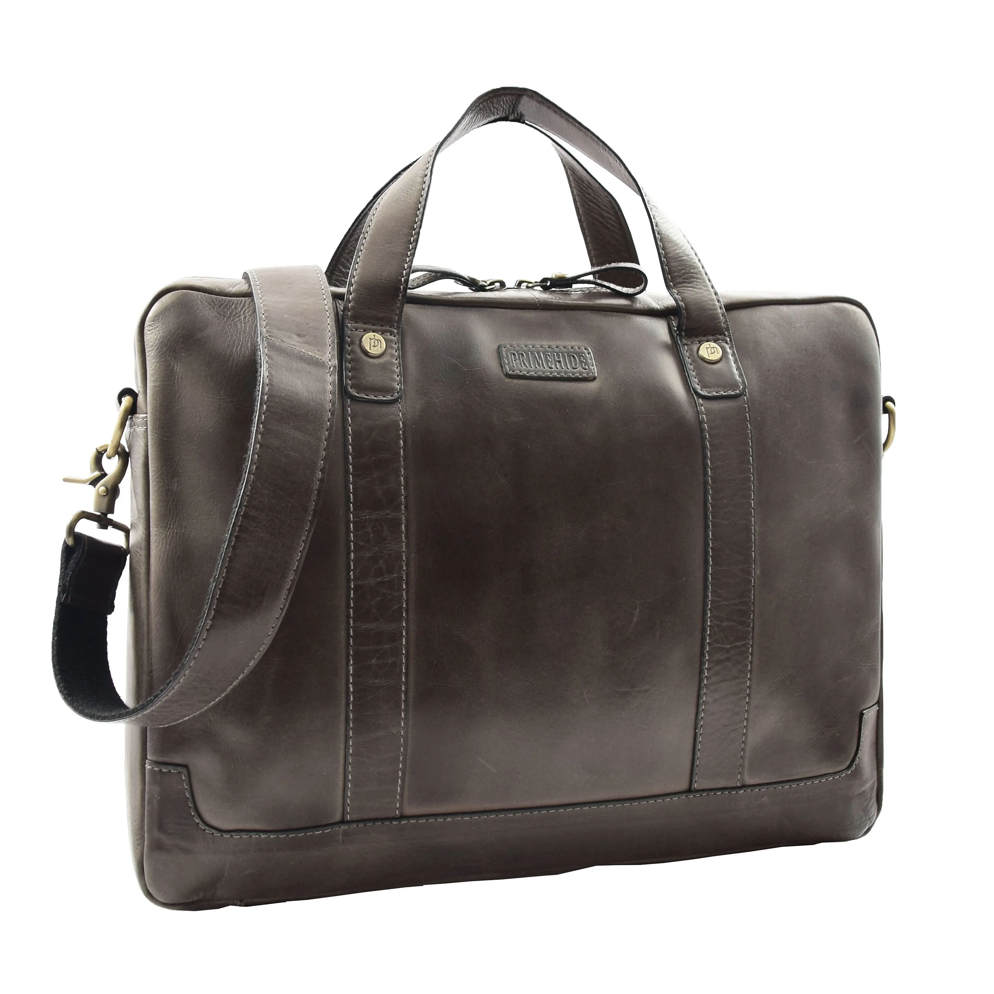DR323 Real Soft Leather Satchel Vintage Black Briefcase Office Bag