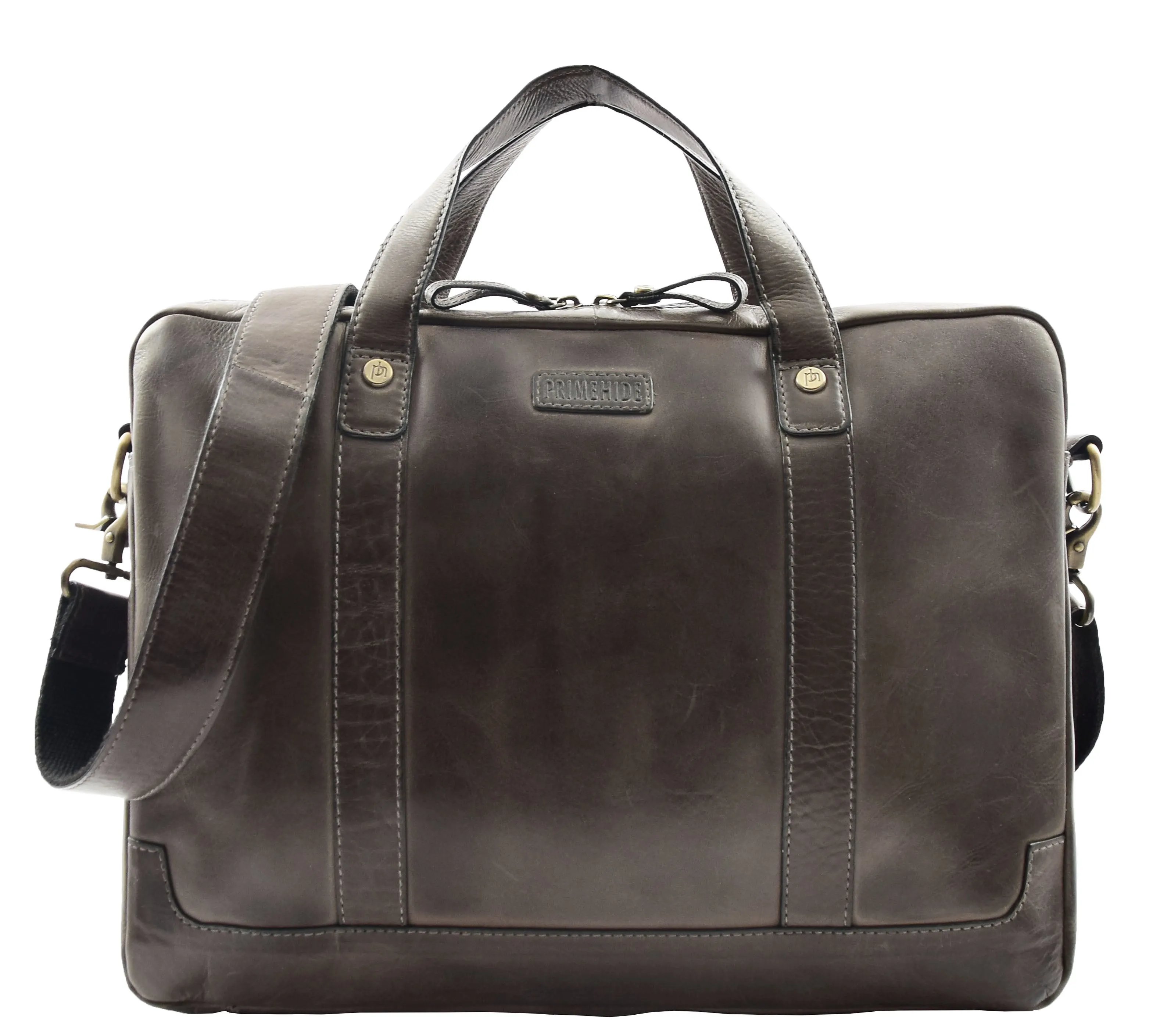 DR323 Real Soft Leather Satchel Vintage Black Briefcase Office Bag