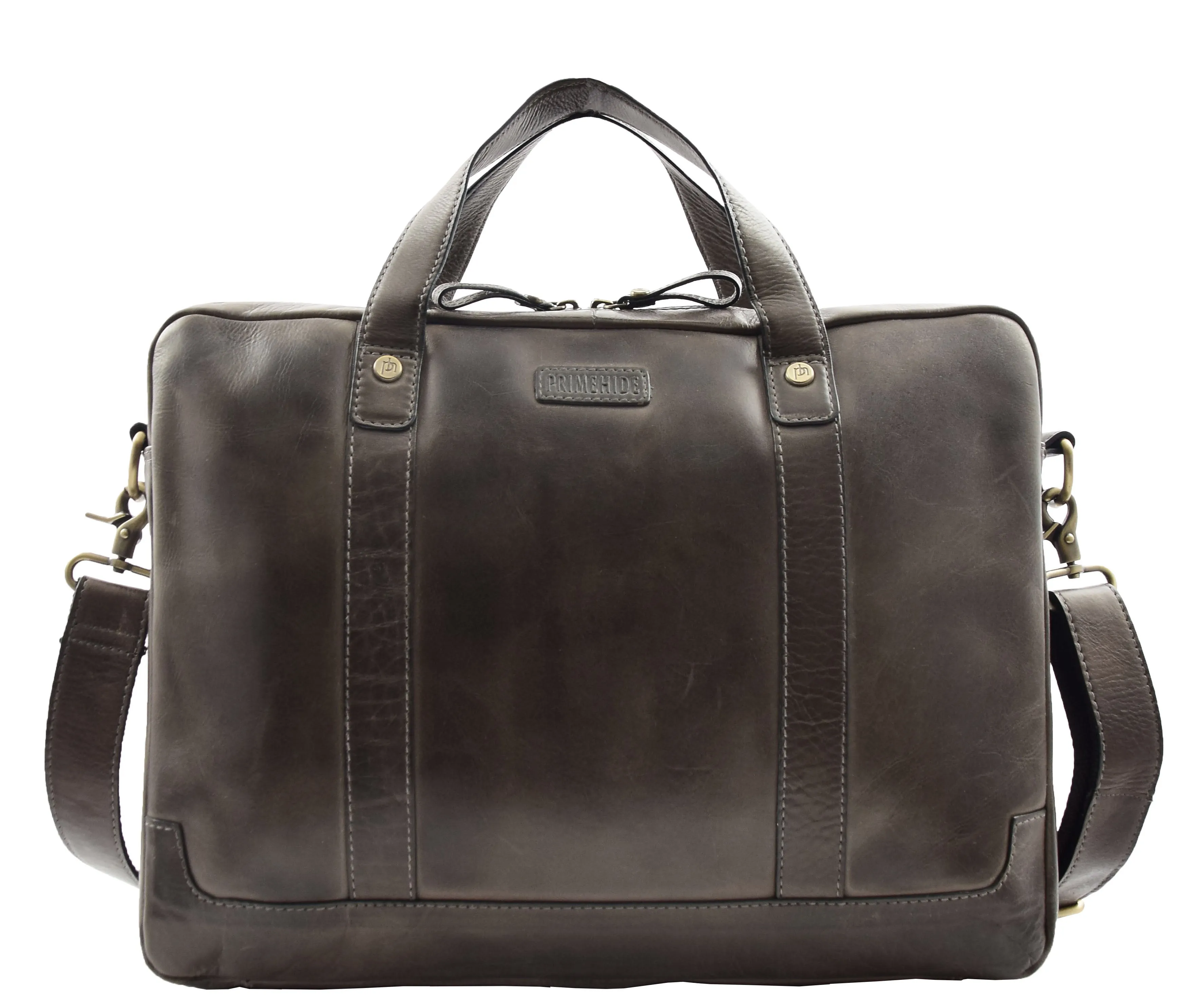 DR323 Real Soft Leather Satchel Vintage Black Briefcase Office Bag