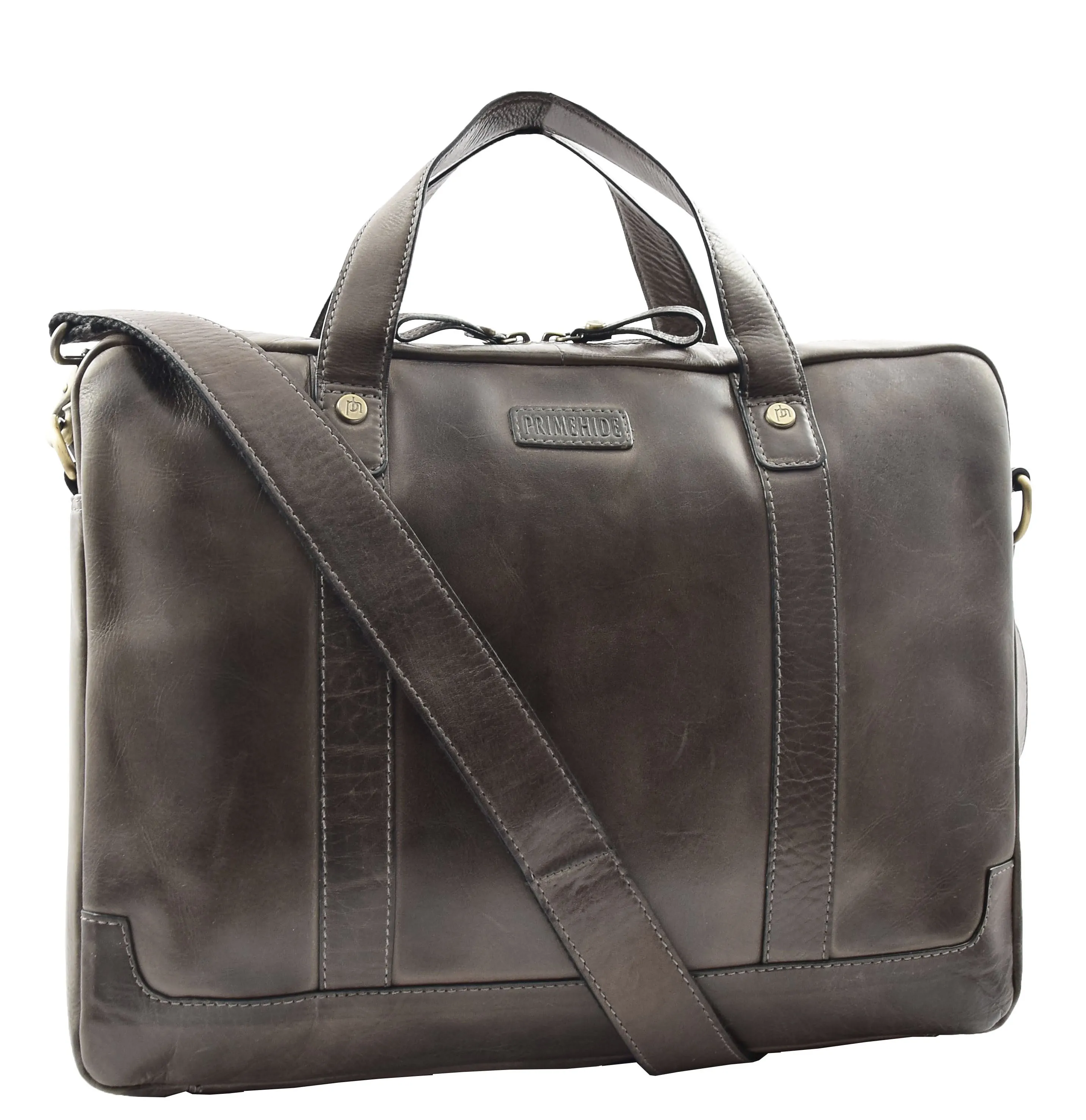 DR323 Real Soft Leather Satchel Vintage Black Briefcase Office Bag
