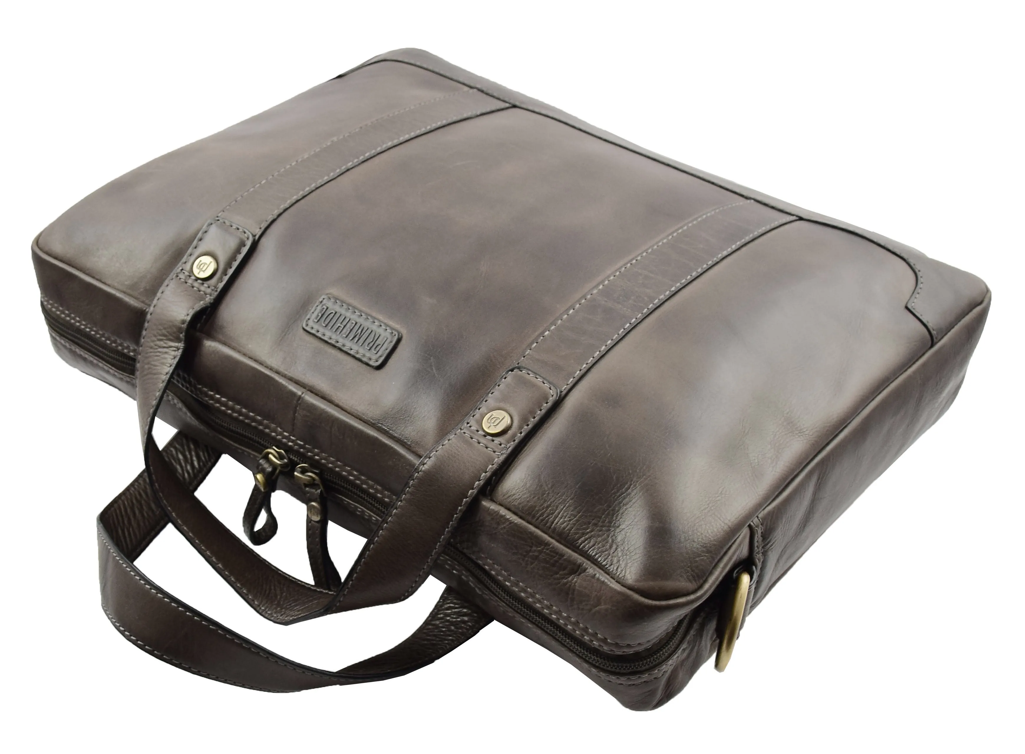 DR323 Real Soft Leather Satchel Vintage Black Briefcase Office Bag