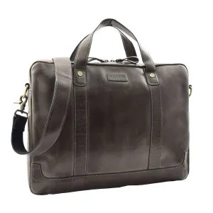 DR323 Real Soft Leather Satchel Vintage Black Briefcase Office Bag