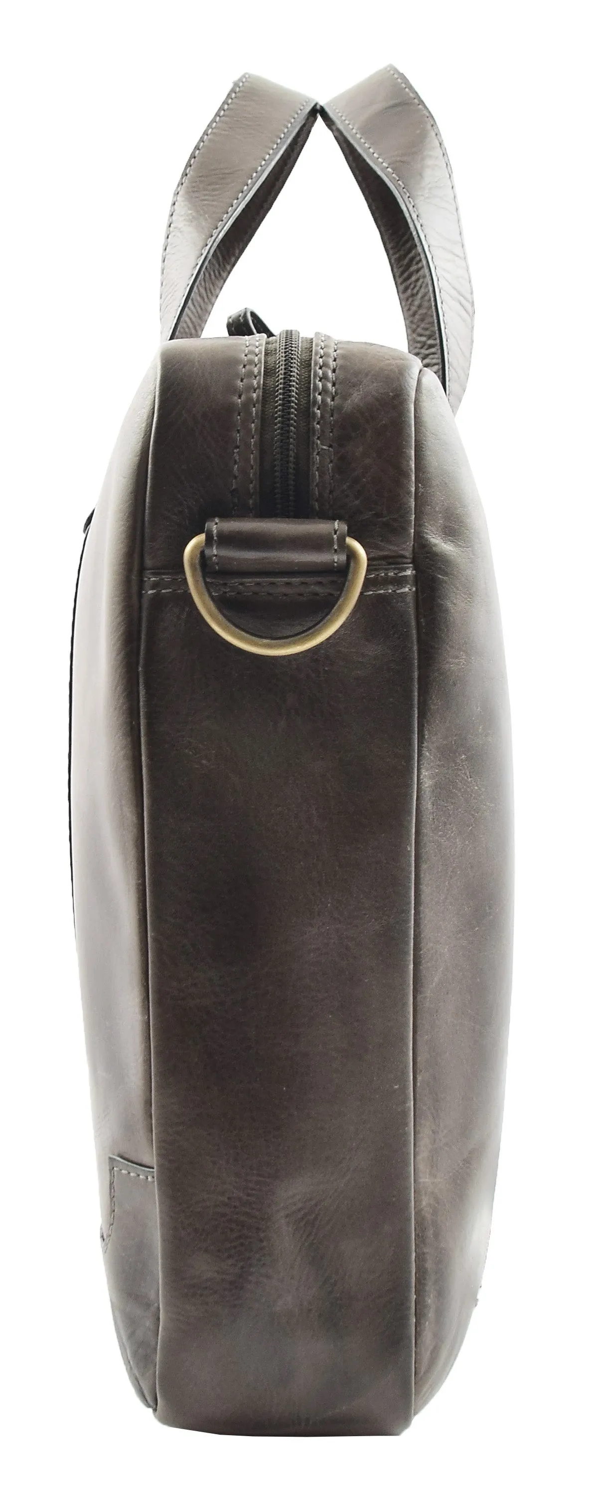 DR323 Real Soft Leather Satchel Vintage Black Briefcase Office Bag