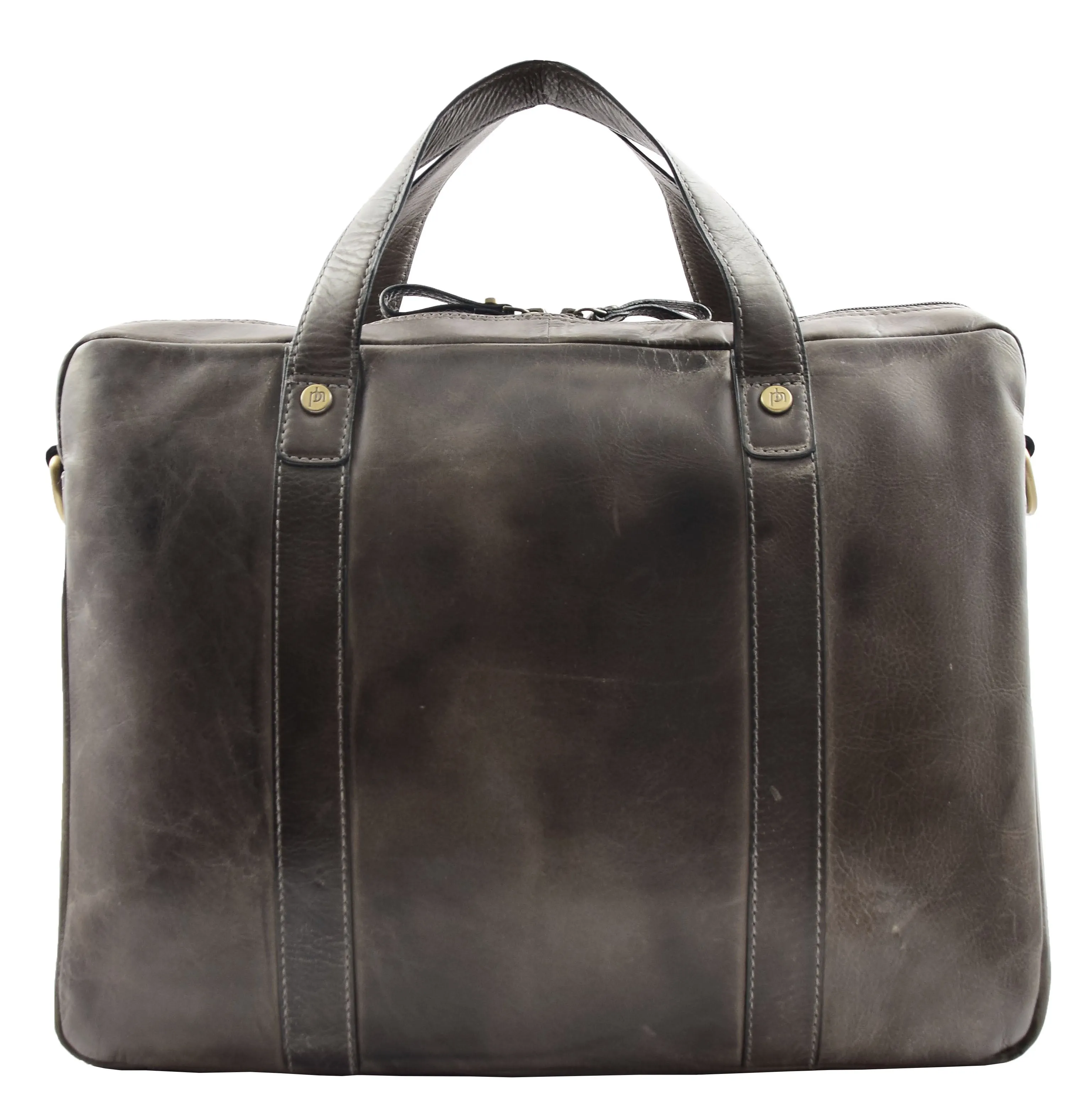 DR323 Real Soft Leather Satchel Vintage Black Briefcase Office Bag