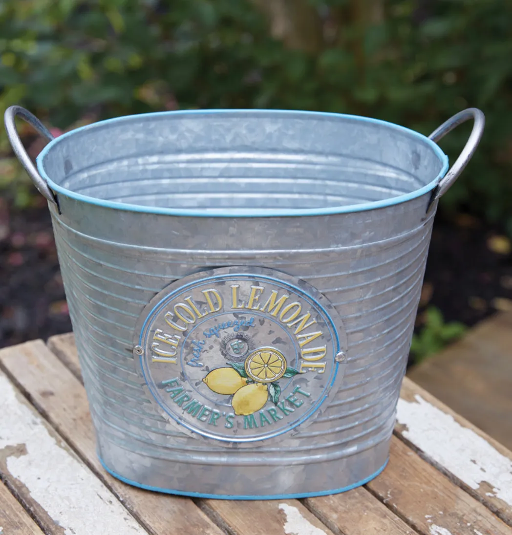 Ice Cold Lemonade Galvanized Bucket