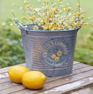 Ice Cold Lemonade Galvanized Bucket