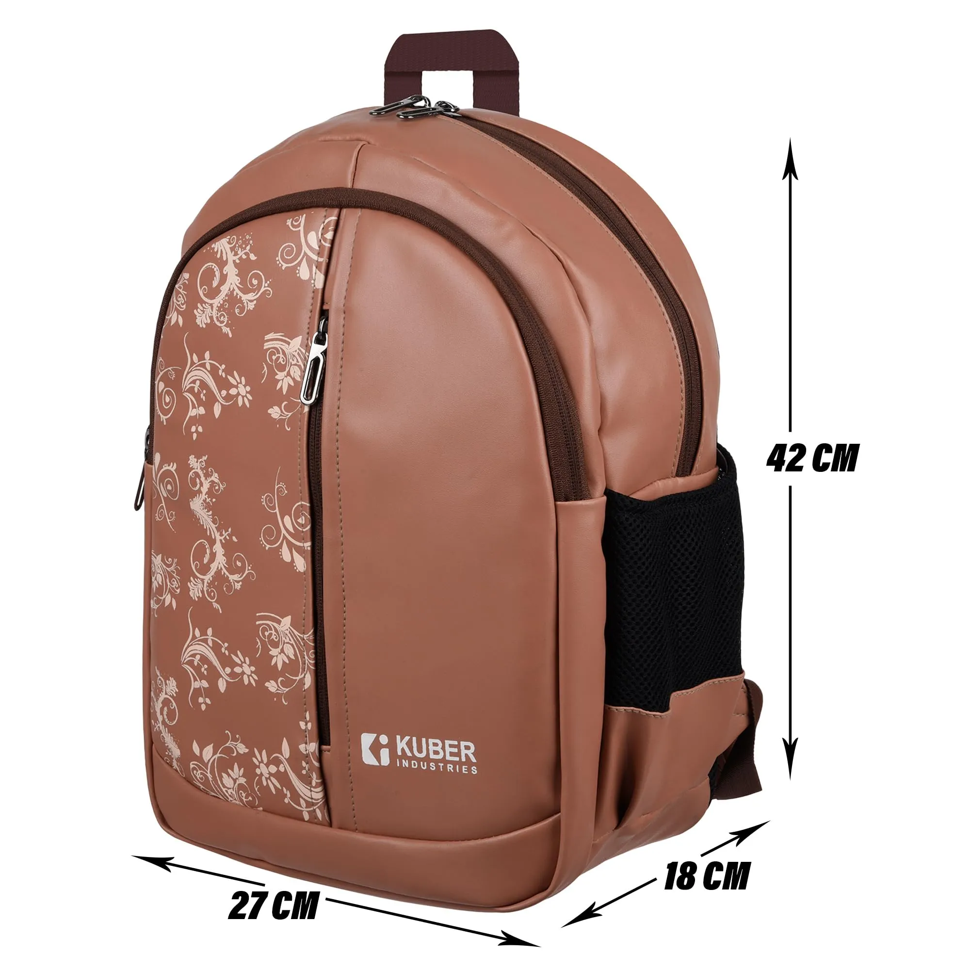 Kuber Industries Backpack | School Backpack for Kids | Collage Backpack | School Bag for Boys & Girls | 3 Compartments Mini Backpack | Half Print School Bag | Beige