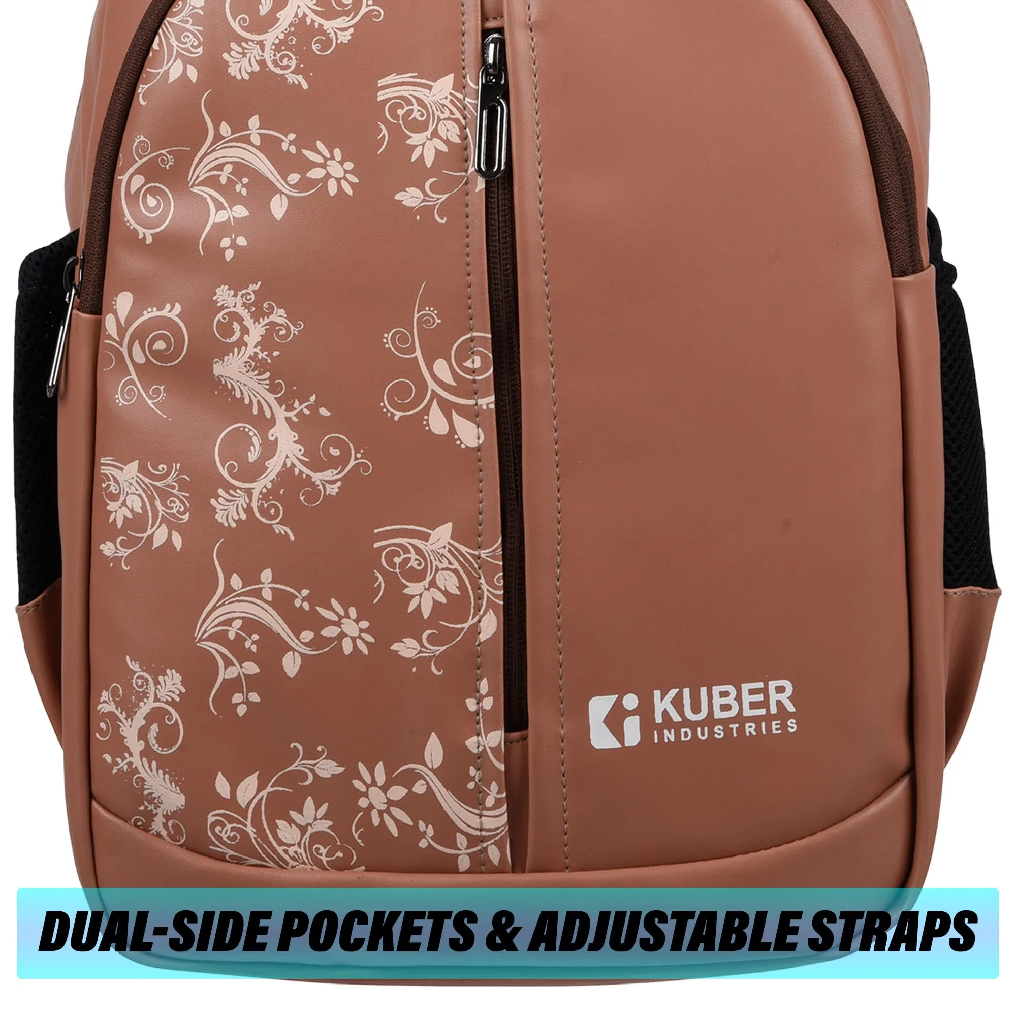 Kuber Industries Backpack | School Backpack for Kids | Collage Backpack | School Bag for Boys & Girls | 3 Compartments Mini Backpack | Half Print School Bag | Beige