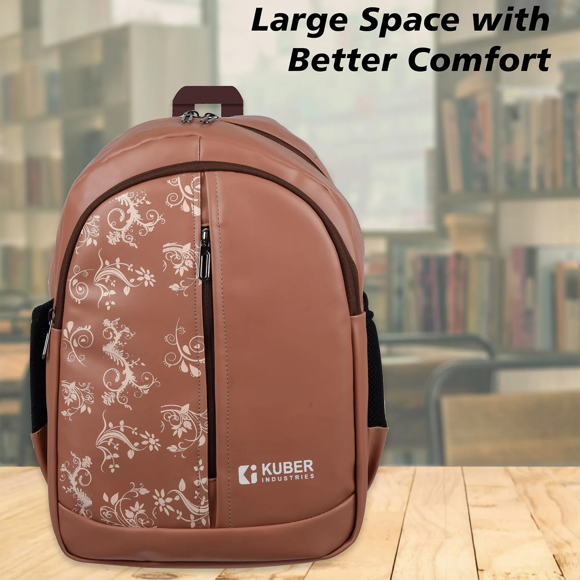 Kuber Industries Backpack | School Backpack for Kids | Collage Backpack | School Bag for Boys & Girls | 3 Compartments Mini Backpack | Half Print School Bag | Beige