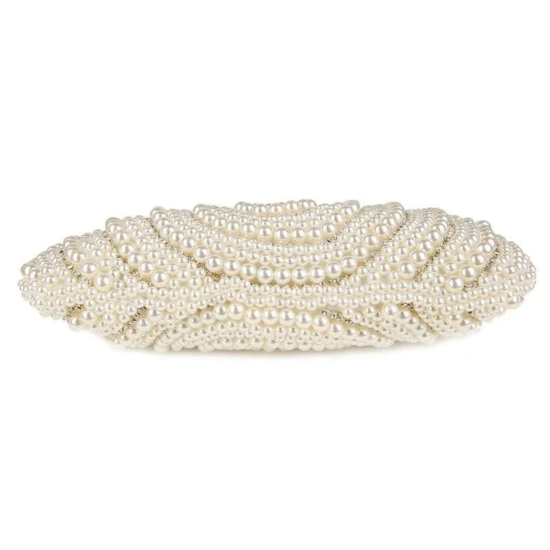 Luxy Moon Beaded Evening Bag Pearls Diamonds Clutch