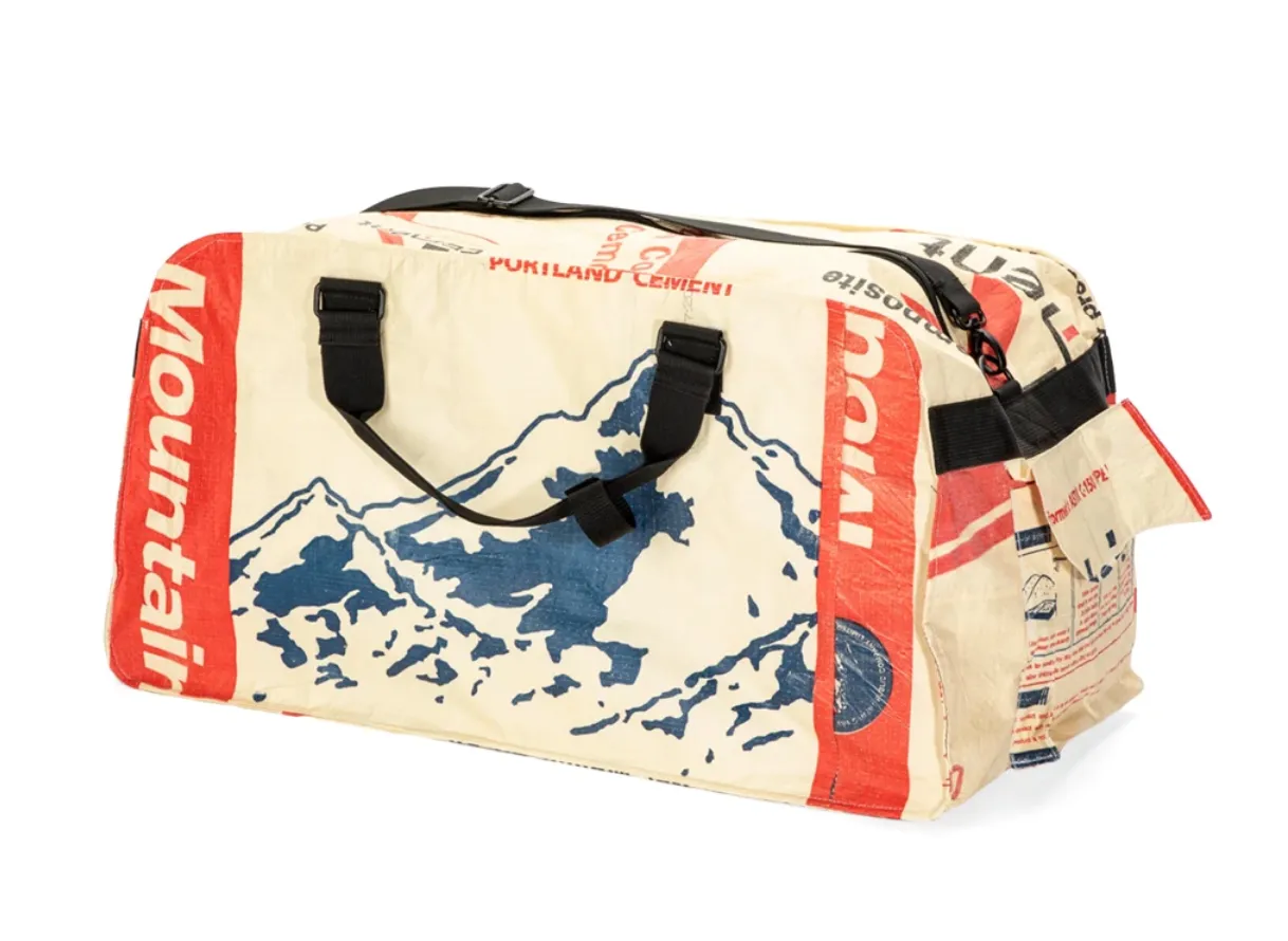 Medium Upcycled Duffel Bag, repurposed Feed Bag, Saves Landfill Space!