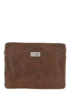 Mm6 Maison Margiela Crinkled Leather Document Holder Pouch