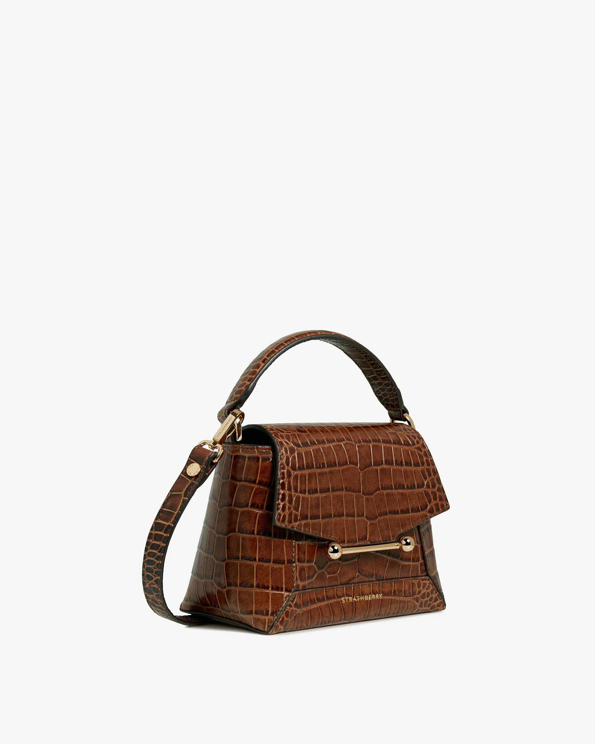 Mosaic Nano - Soft Croc-Embossed Leather Walnut