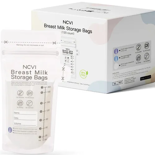 NCVI Breastmilk Storage Bags, 200ml Milk Freezer Bags for