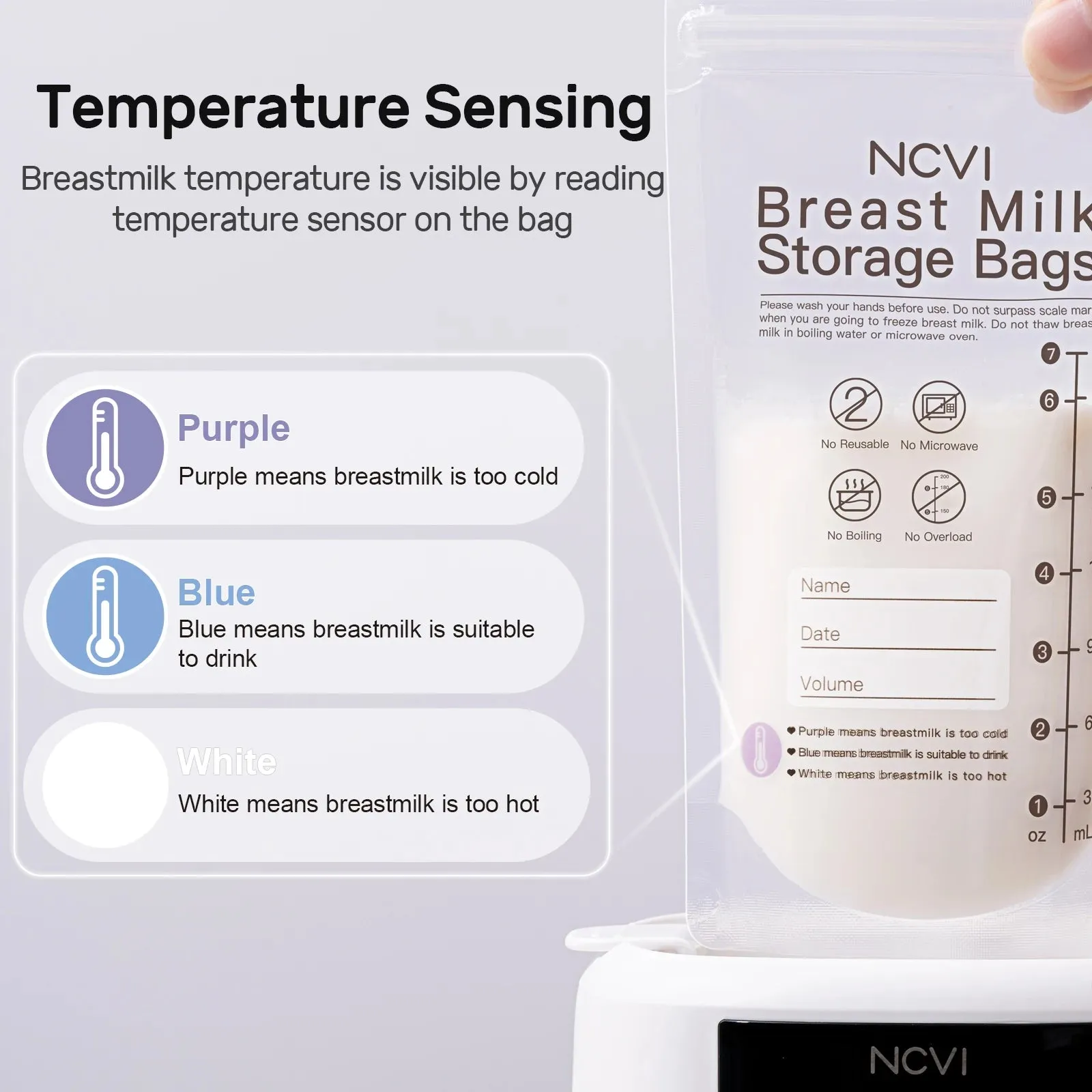 NCVI Breastmilk Storage Bags, 200ml Milk Freezer Bags for