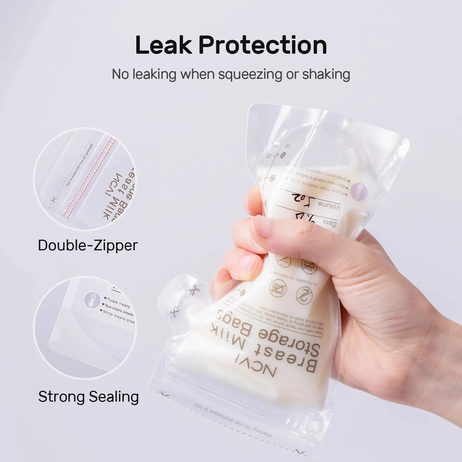 NCVI Breastmilk Storage Bags, 200ml Milk Freezer Bags for