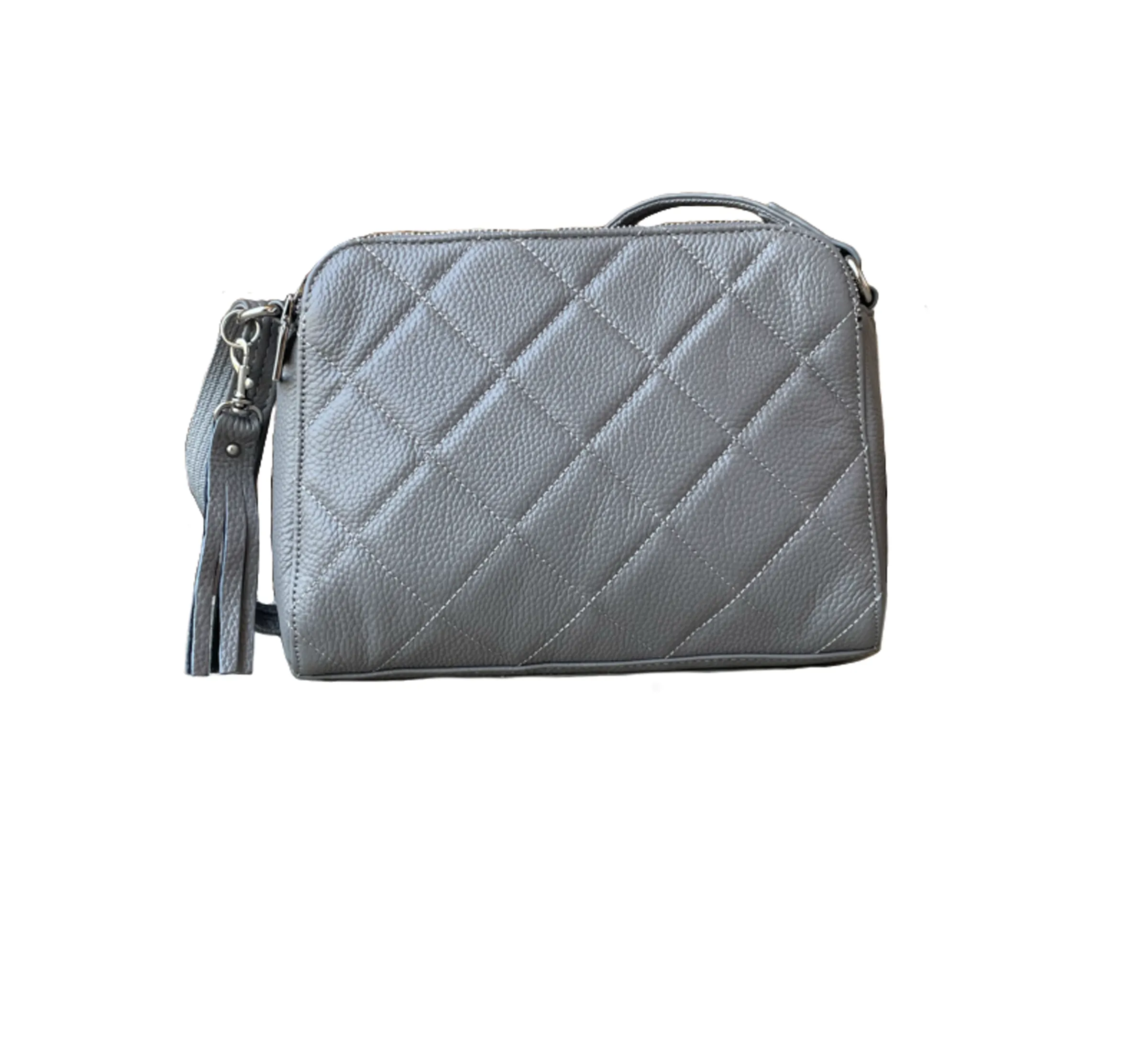 Quilted Compact Lockable Leather Crossbody Purse