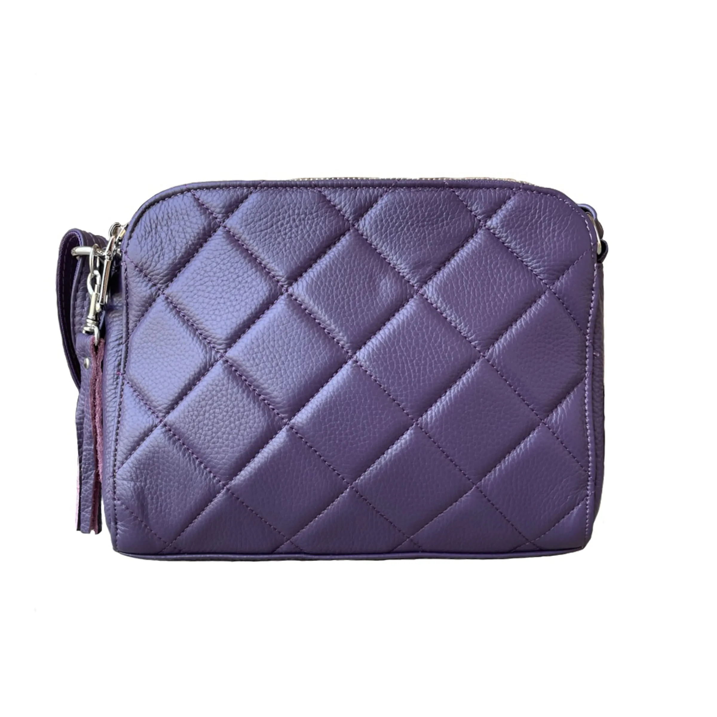 Quilted Compact Lockable Leather Crossbody Purse