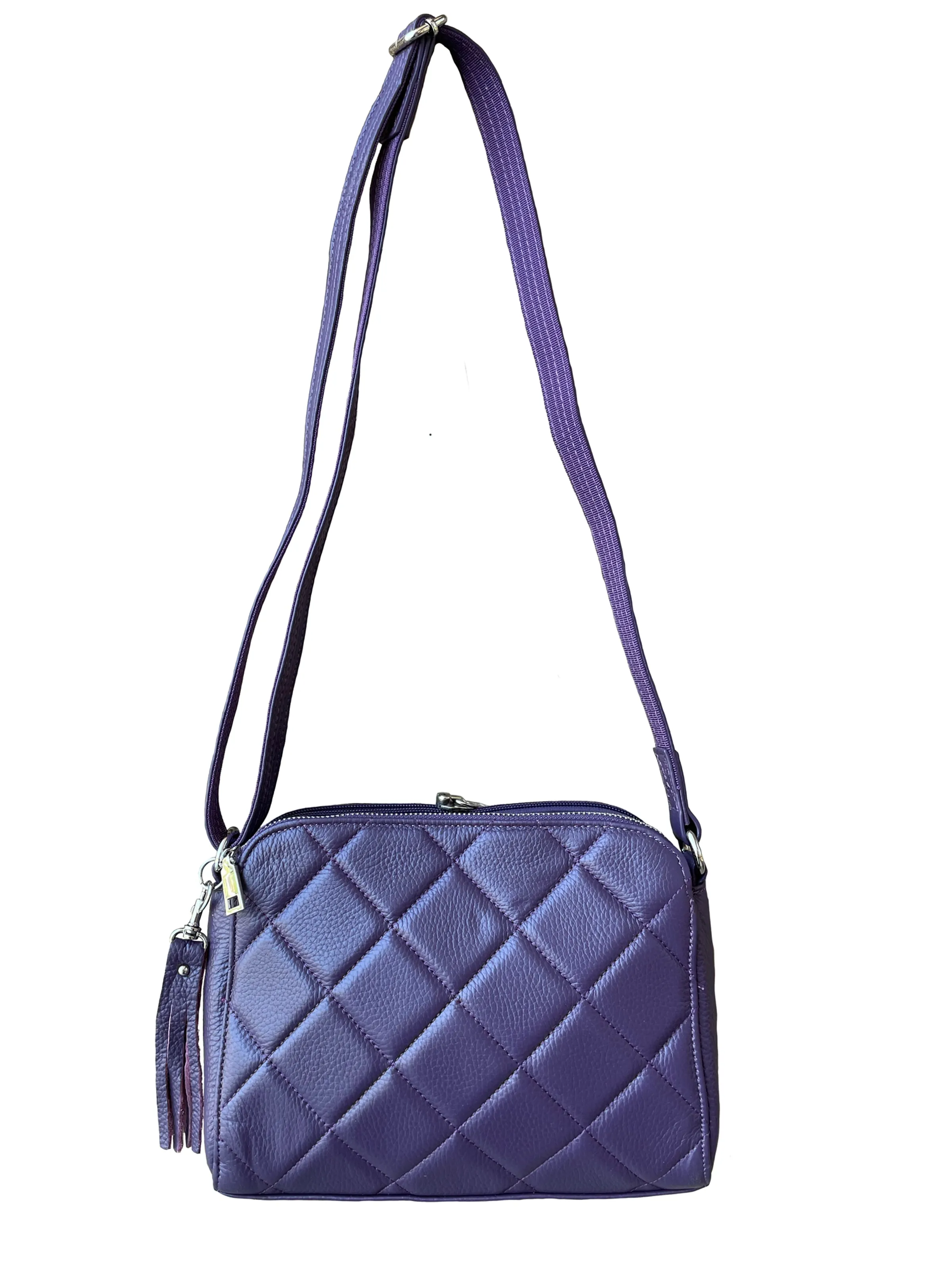 Quilted Compact Lockable Leather Crossbody Purse