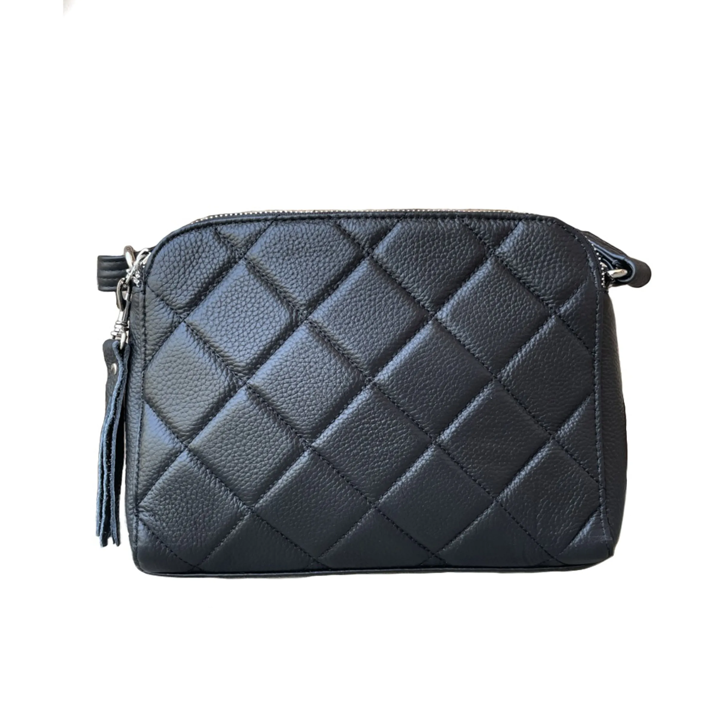 Quilted Compact Lockable Leather Crossbody Purse