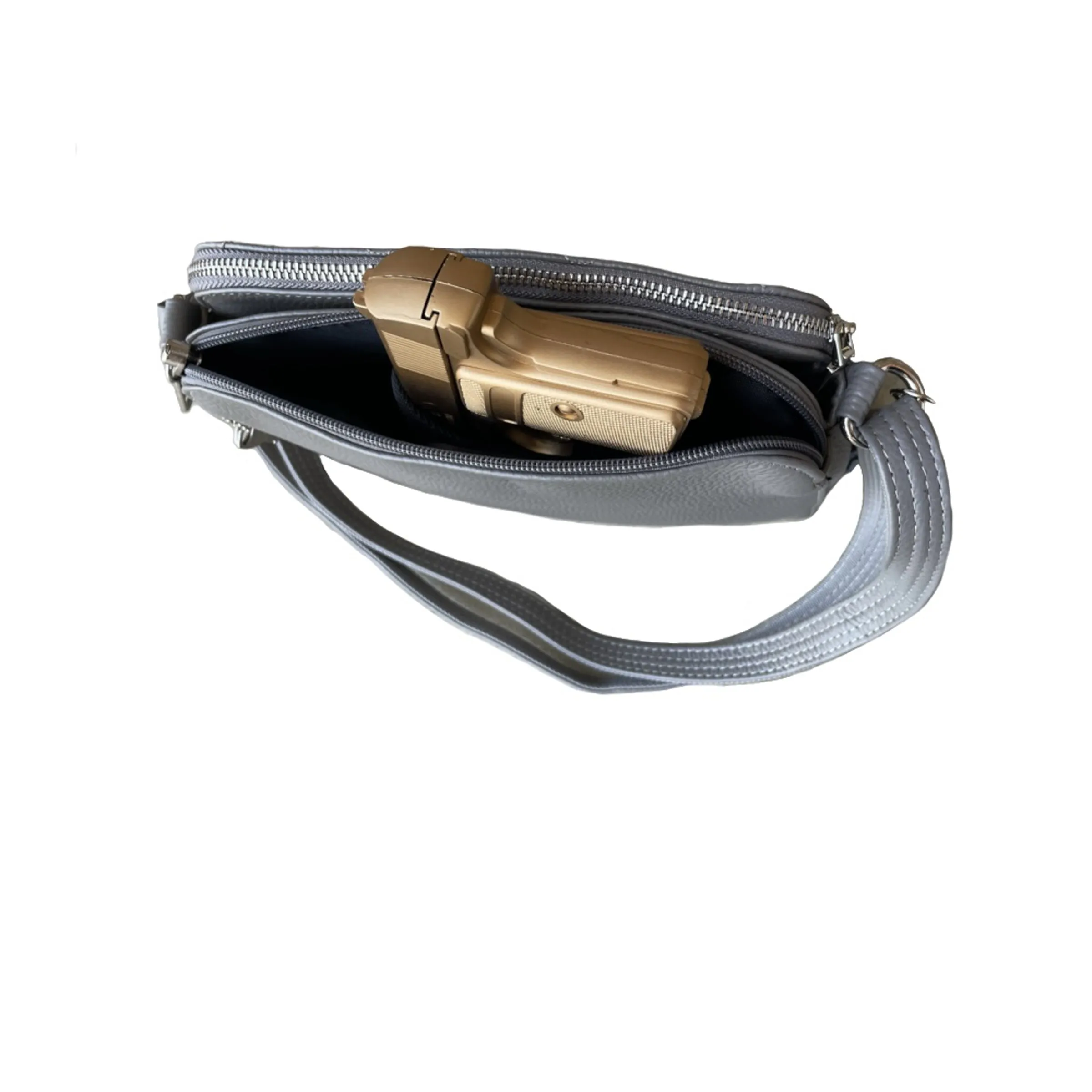 Quilted Compact Lockable Leather Crossbody Purse