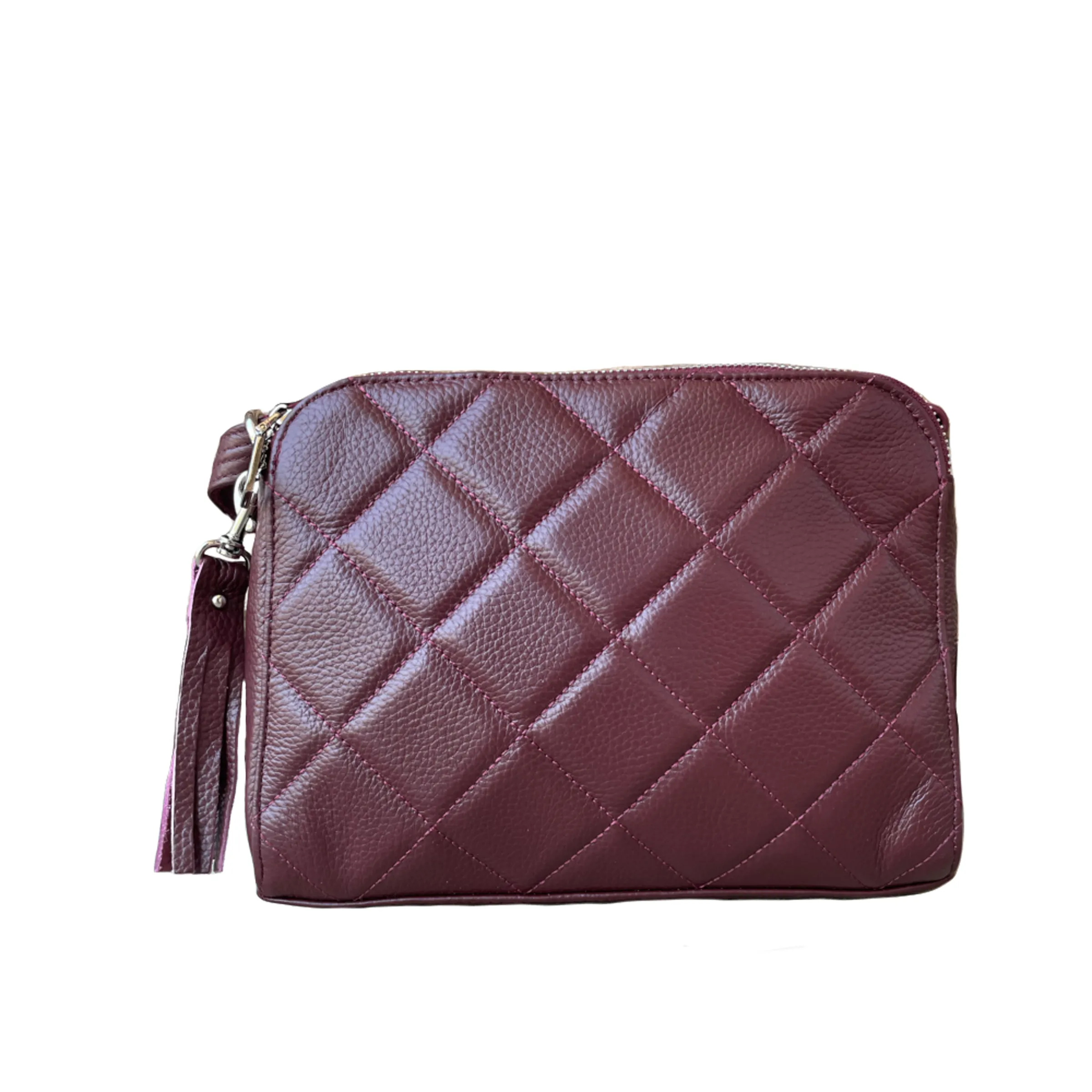Quilted Compact Lockable Leather Crossbody Purse