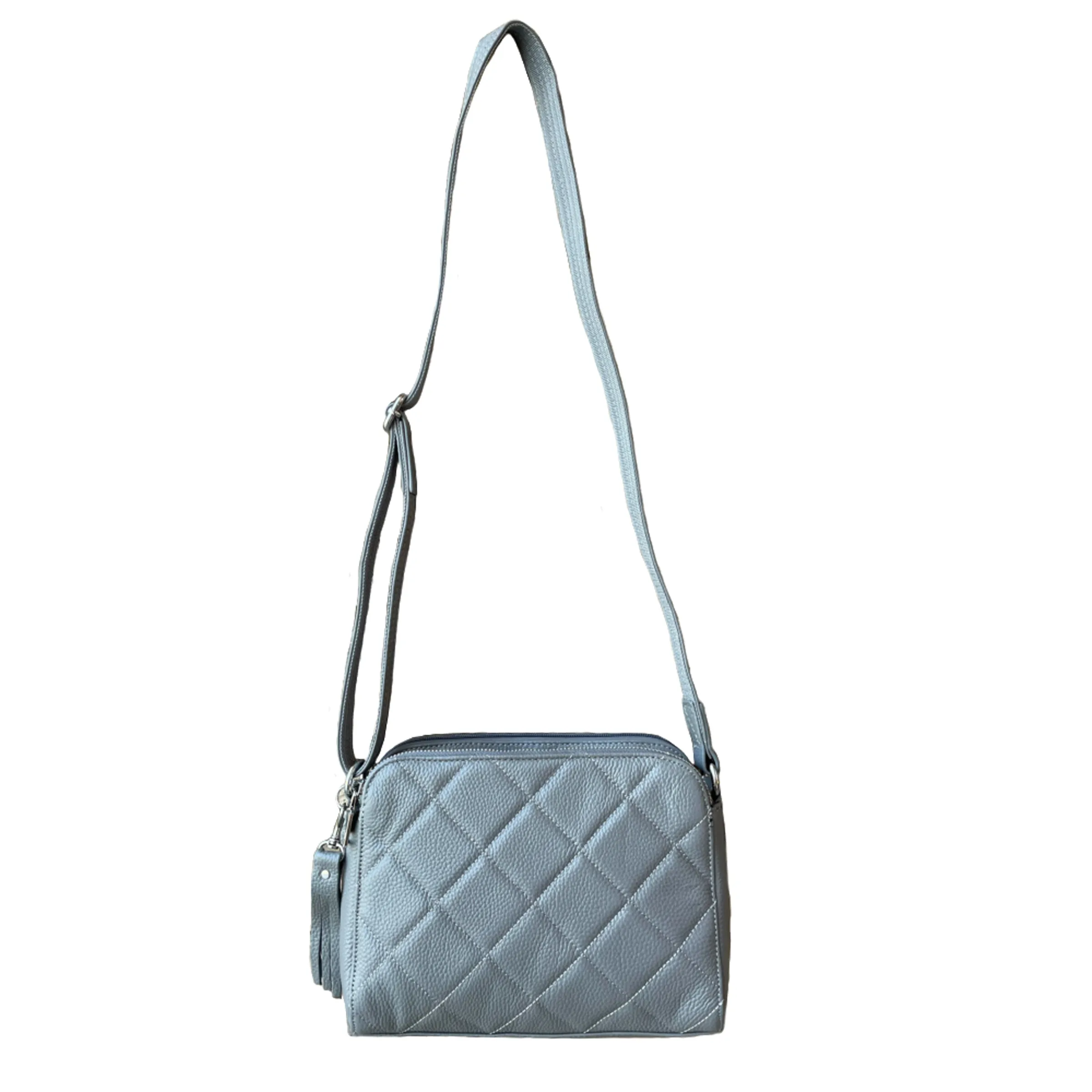 Quilted Compact Lockable Leather Crossbody Purse