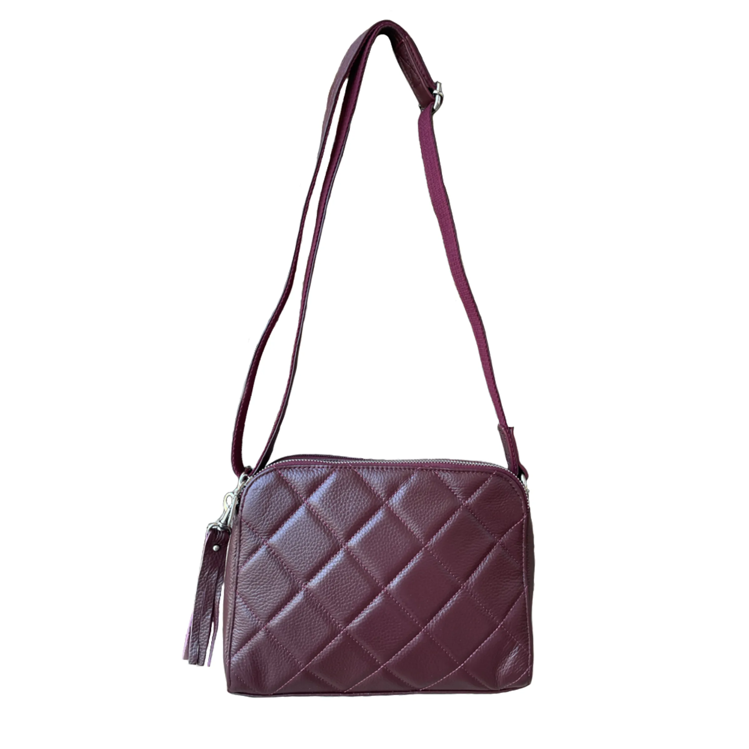 Quilted Compact Lockable Leather Crossbody Purse