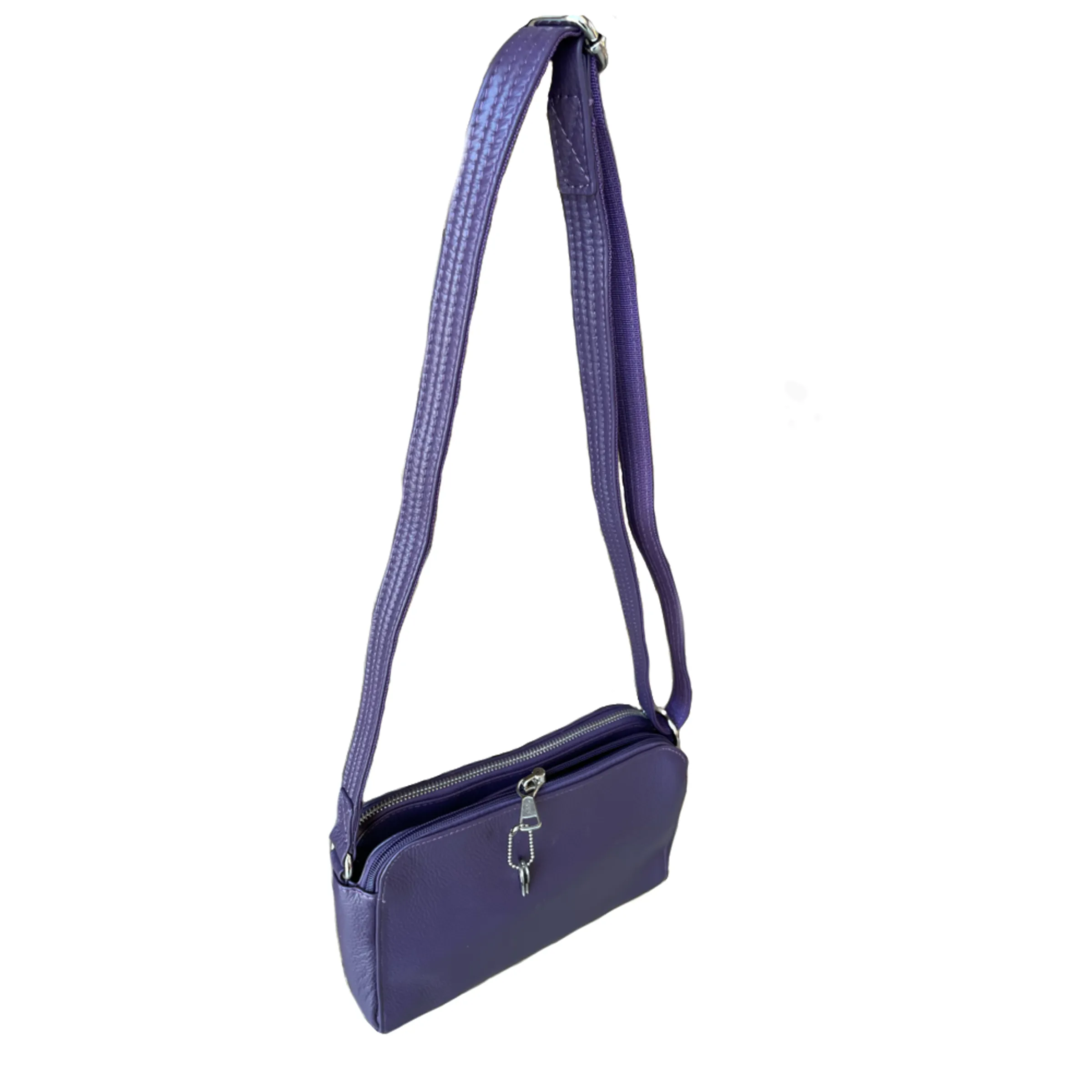 Quilted Compact Lockable Leather Crossbody Purse