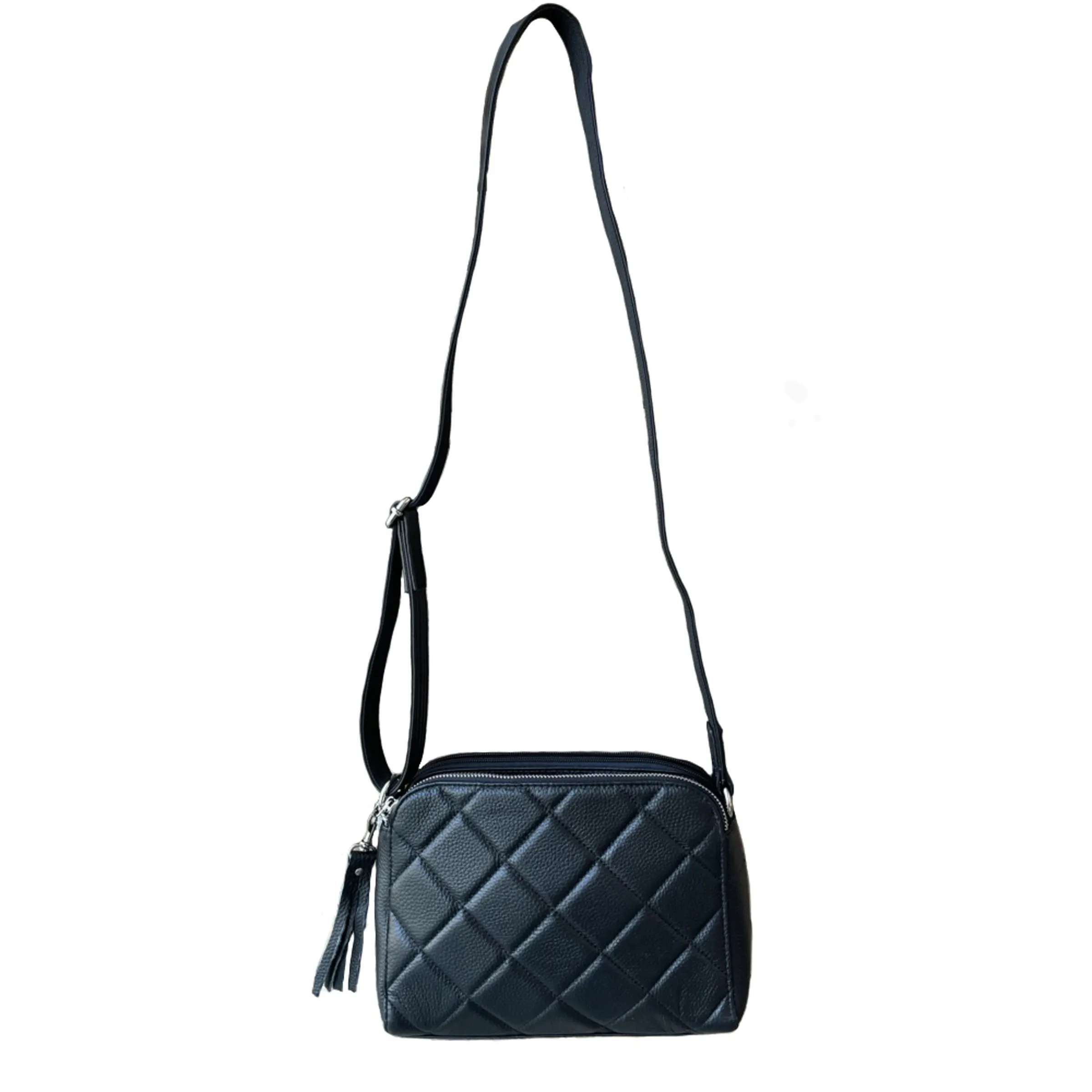 Quilted Compact Lockable Leather Crossbody Purse