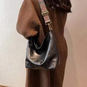 Retro Geometric Wide Strap Hobo-Style Crossbody Shoulder Bag