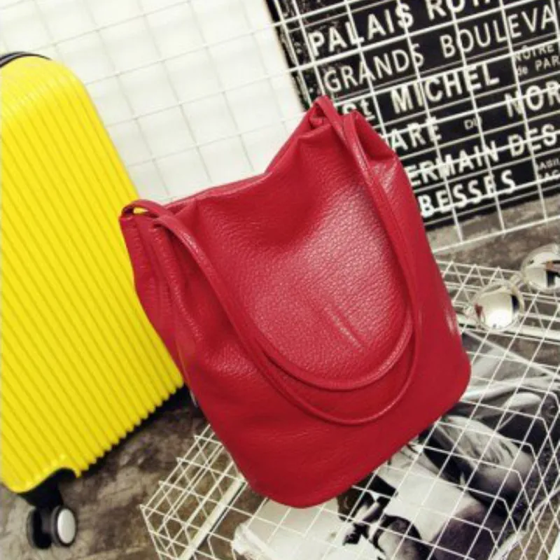 Soft Vegan Leather Large Capacity Bucket Bags
