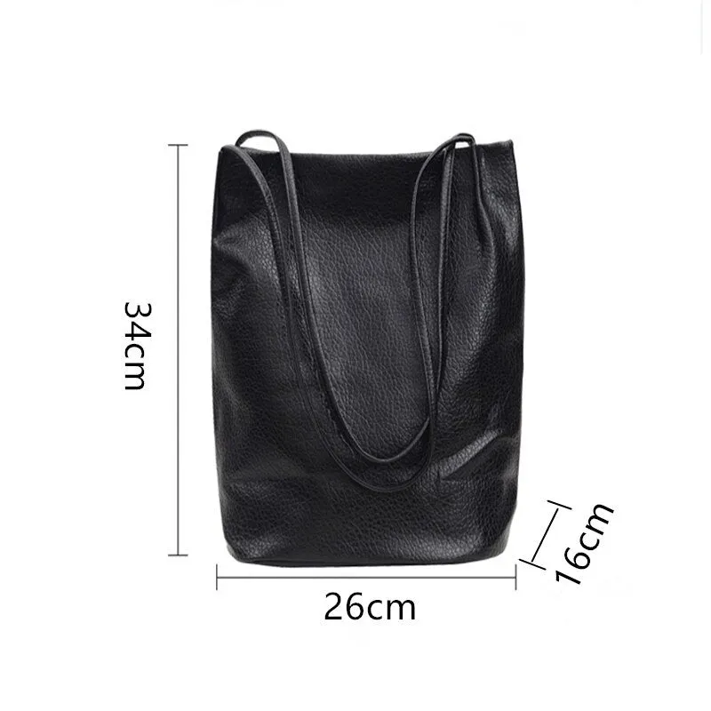 Soft Vegan Leather Large Capacity Bucket Bags