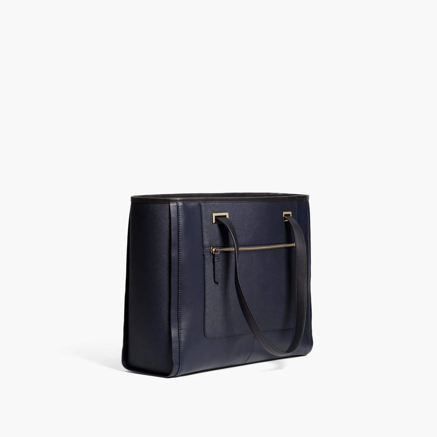 The Seville Prima Tote - Nappa & Saffiano Leather - Deep Navy / Gold / Grey